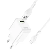 Зарядне HOCO C98A QC3.0 (1USB/3A)+ microUSB білий