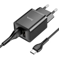 Зарядне HOCO N25 2USB/2,1A Black + кабель Type-C ), мініатюра зображення № 1