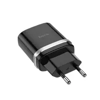 Мережеве Зарядне Hoco C12Q Smart 1USB 3A QC3.0 18W Black, з кабелем Micro USB), мініатюра зображення № 1