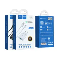 Зарядне Hoco C12Q Smart 1USB 3A QC3.0 18W White кабель Micro), мініатюра зображення № 1