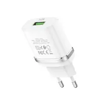 Мережеве Зарядне Hoco C12Q Smart 1USB 3A QC3.0 18W White), мініатюра зображення № 1