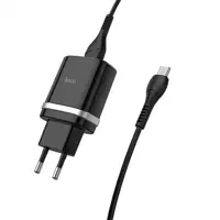 Зарядне Hoco C12Q Smart 1USB/3A/18W/QC3.0 Black + кабель Micro), мініатюра зображення № 1