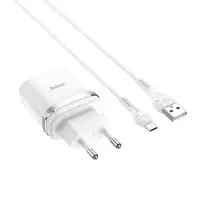 Зарядне Hoco C12Q Smart 1USB/3A/18W/QC3.0 White + кабель Micro