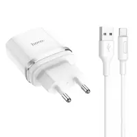 Зарядне Hoco C12Q Smart 1USB/3A/18W/QC3.0 White +кабель-Type-C), мініатюра зображення № 1