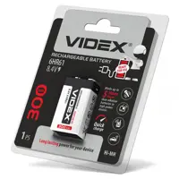 Акумулятор крона VIDEX 6HR61 9V Ni-Mh 300mAh 1bl), мініатюра зображення № 2