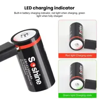 Акумулятор літієвий Soshine 16340 cr123 3,6V 550mAh з захистом, зарядка від Type-C), мініатюра зображення № 10