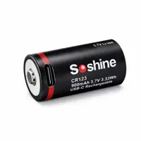 Акумулятор Soshine 16340 cr123 Li-ion  3,7V 900mAh + защита+ЗАРЯДКА от Type-C 16,5мм*34,0мм), мініатюра зображення № 2
