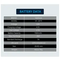 Акумулятор VariCore 26650 3,6V 7000mAh VC-2670, високотоковий 35A), мініатюра зображення № 9