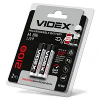 Акумулятор VIDEX Hi-Mh AA HR06 2100mAh 2BL), мініатюра зображення № 2