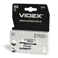 Акумулятор VIDEX Ni-MH AA HR06 2700mAh 2BL), мініатюра зображення № 2