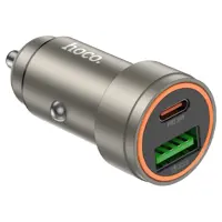 Автомобільне зарядне HOCO Z57A Glorious PD30W+QC3.0 car charger Metal Gray), мініатюра зображення № 4