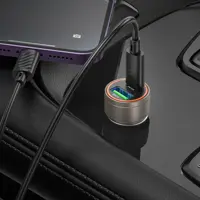 Автомобільне зарядне HOCO Z57A Glorious PD30W+QC3.0 car charger Metal Gray), мініатюра зображення № 7
