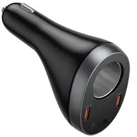 Автомобільне зарядне Hoco Z61А PD30W 2xType-C, USB, слот прикурювача, дісплей, чорне), мініатюра зображення № 3