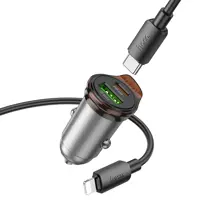 Автомобільне зарядне Hoco NZ16A  Rigorous 43W dual port PD25W+QC3.0 car charger Metal Grey), мініатюра зображення № 7