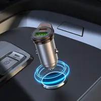 Автомобільне зарядне Hoco NZ16A  Rigorous 43W dual port PD25W+QC3.0 car charger Metal Grey), мініатюра зображення № 8
