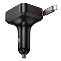Автомобільне зарядне Hoco NZ18 2xType-C 1xUSB PD65W чорне), мініатюра зображення № 6