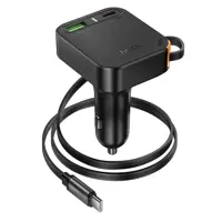 Автомобільне зарядне Hoco NZ18 2xType-C 1xUSB PD65W чорне), мініатюра зображення № 7