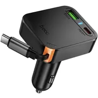 Автомобільне зарядне Hoco NZ18 2xType-C 1xUSB PD65W чорне), мініатюра зображення № 4