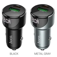 Автомобільне зарядне HOCO Z42 USB Type-C PD20W QC3.0, Light, display, Metal gray), мініатюра зображення № 4