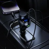 Автомобільне зарядне Hoco Z61А PD30W 2xType-C, USB, слот прикурювача, дісплей, чорне), мініатюра зображення № 8