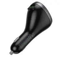 Автомобільне зарядне Hoco Z61А PD30W 2xType-C, USB, слот прикурювача, дісплей, чорне), мініатюра зображення № 9