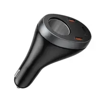 Автомобільне зарядне Hoco Z61А PD30W 2xType-C, USB, слот прикурювача, дісплей, чорне), мініатюра зображення № 10