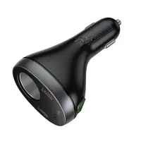 Автомобільне зарядне Hoco Z61А PD30W 2xType-C, USB, слот прикурювача, дісплей, чорне), мініатюра зображення № 11