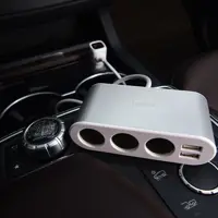 Автомобільне зарядне HOCO Z13 3 гнізда прикурювача, 2USB, 2,1A, LCD), мініатюра зображення № 3