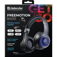 Bluetooth гарнітура DEFENDER FreeMotion B400 чорна), мініатюра зображення № 2