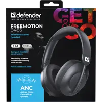 Bluetooth гарнітура DEFENDER FreeMotion B485 ANC 400мАг V5.3 + EDR, A2DP, AVRCP, HFP, HSP, AUX чорна), мініатюра зображення № 2