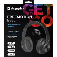 Bluetooth гарнітура DEFENDER FreeMotion B552 BT5.4 MicroSD, AUX jack, Type-C 200 мАг чорна), мініатюра зображення № 4
