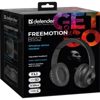 Bluetooth гарнітура DEFENDER FreeMotion B552 BT5.4 MicroSD, AUX jack, Type-C 200 мАг чорна), мініатюра зображення № 5