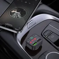 FM-модулятор HOCO E59 Promise 1PD 2USB QC3.0 18W BT5.0 Чорний), мініатюра зображення № 3