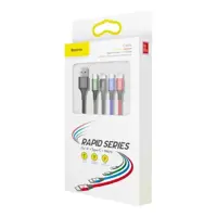 Кабель Baseus Fast 4-in-1 Cable USB to 2Lightning, Type-C, Micro 3.5A 1.2M Black CA1T4-A01), мініатюра зображення № 6