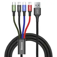 Кабель Baseus Fast 4-in-1 Cable USB to 2Lightning, Type-C, Micro 3.5A 1.2M Black CA1T4-A01), мініатюра зображення № 3