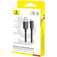 Кабель Baseus USB to Lightning Foamed Silicone 2,4A 1m Black E0426900), мініатюра зображення № 3