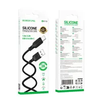 Кабель BOROFONE BX113 USB to Type-C Lenny silicone 3A 1m black), мініатюра зображення № 2