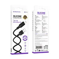 Кабель BOROFONE USB to Micro BX113 Lenny silicone 2.4A 1m black), мініатюра зображення № 2
