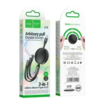 Кабель HOCO Type-C to Type-C+Micro+lightning  X78 Easy pull storage), мініатюра зображення № 2