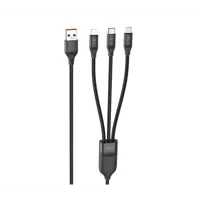 Кабель HOCO U104 USB - Micro+Lightning+Type-C 3-in-1 6A 1,2m Black), мініатюра зображення № 5