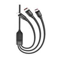 Кабель HOCO U104 USB - Micro+Lightning+Type-C 3-in-1 6A 1,2m Black), мініатюра зображення № 6