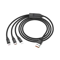 Кабель HOCO U104 USB - Micro+Lightning+Type-C 3-in-1 6A 1,2m Black), мініатюра зображення № 7
