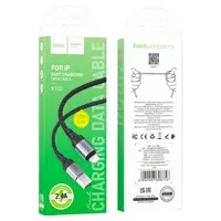 Кабель HOCO USB - Lightning X102, data, 2,4A, 1m чорний), мініатюра зображення № 3