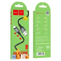 Кабель HOCO USB to Lightning X86 silicone data cable 2,4A 1m чорний), мініатюра зображення № 4