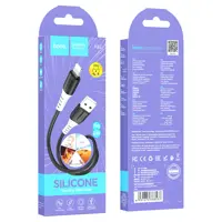 Кабель HOCO USB to Lightning X82 silicone data cable 2.4A 1m чорний), мініатюра зображення № 3