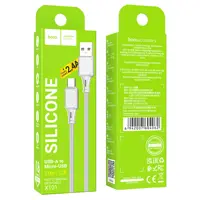 Кабель HOCO X101 USB to Micro silicone 2,4A 1m білий), мініатюра зображення № 4