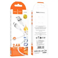 Кабель HOCO X109 USB to Micro silicone 2,4A 1m White), мініатюра зображення № 2