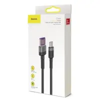 Кабель Power Delivery Baseus USB-Type-C Cafule PD40W, 5A, 1m CATKLF-PG1 Gray Black), мініатюра зображення № 3