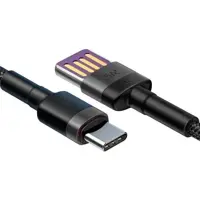 Кабель Power Delivery Baseus USB-Type-C Cafule PD40W, 5A, 1m CATKLF-PG1 Gray Black), мініатюра зображення № 7