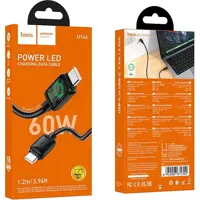 Кабель Power Delivery HOCO U146 Type-C PD60W 1.2m, Led індикатор, чорний), мініатюра зображення № 4
